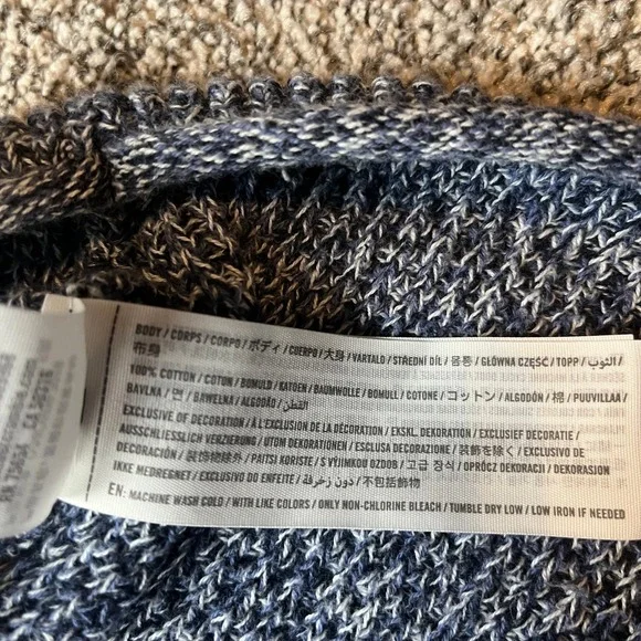Abercrombie Fitch Knit Hoodie Mens L Blue White Speckled - Picture 4 of 7